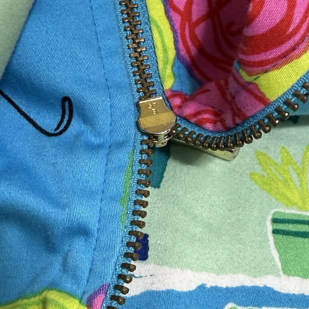Vtg Women's Jacket Coat Sz 12 Funky Art To Wear Full Zip Houses Boats Travel 90s